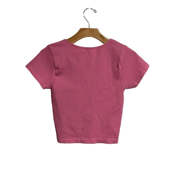 Rue 21 Pink Ribbed V Neck Crop Top - Medium - Picture 5 of 5